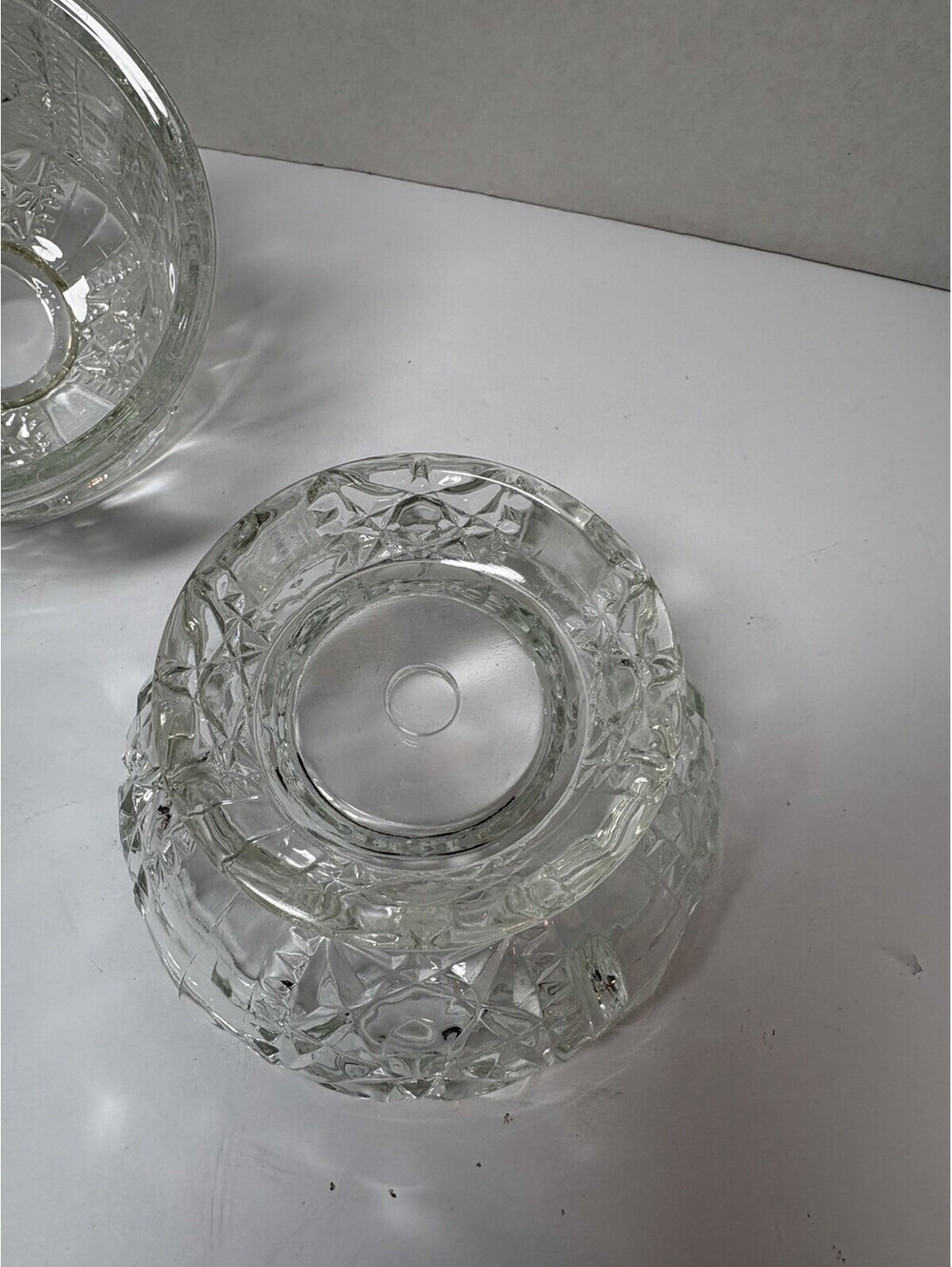 Indiana Glass Co. Clear Stars And Bars Fairy Lamp Candle Holder MCM Vintage - Picture 9 of 9